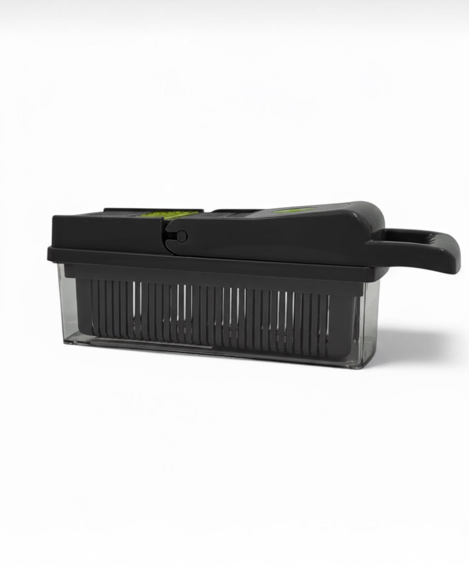 Razatoare Multifunctionala 2 in 1 pentru legume si fructe, 16 de piese, Cu functie de caserola, Lame din otel inoxidabil si maner protectie