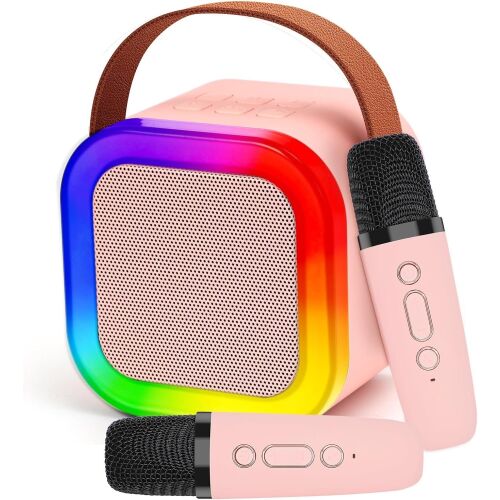 Boxa Karaoke cu 2 Microfoane pentru Copii, Roz