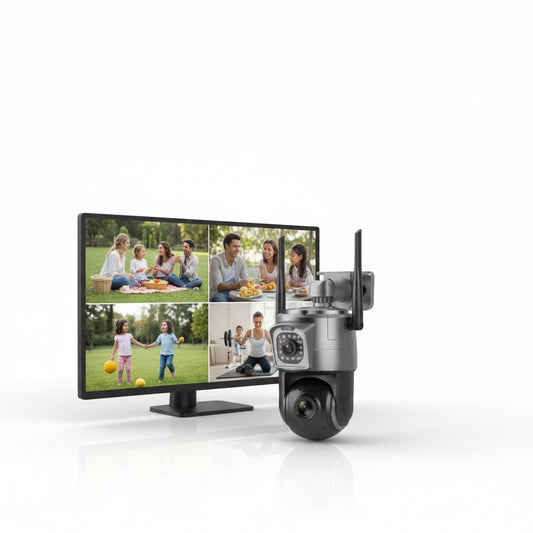 Camera IP Wi-Fi, 8MP, PTZ, Dubla Lente, Zoom Optic, Night Vision, Gri