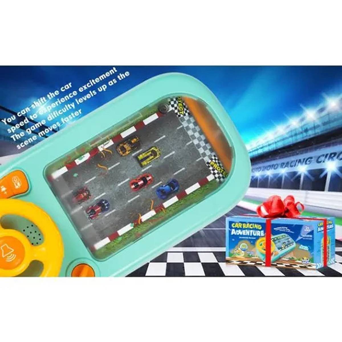 Volan interactiv pentru copii 3+, jucărie educativă și muzicală cu lumini, sunete și 2 viteze, 43x22x13 cm