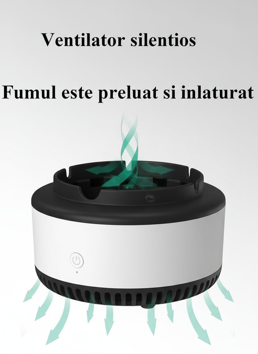Scrumiera electrica inteligenta ,cu aspiratie, alimentare baterii AA