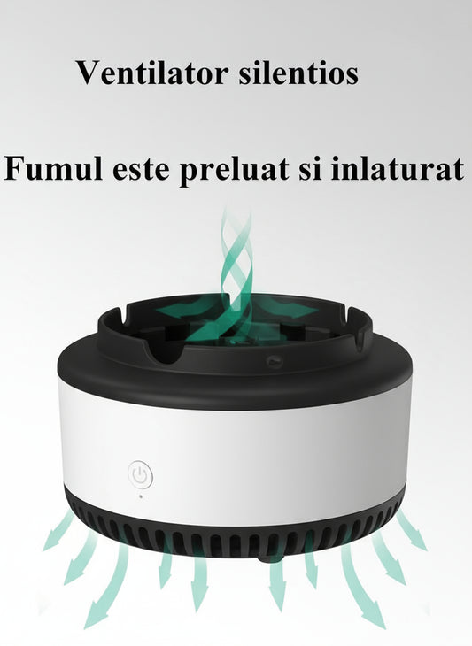 Scrumiera electrica inteligenta ,cu aspiratie, alimentare baterii AA
