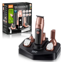 Set profesional de ingrijire barbati Raf, aparat de tuns cu lame din otel, 19 accesorii