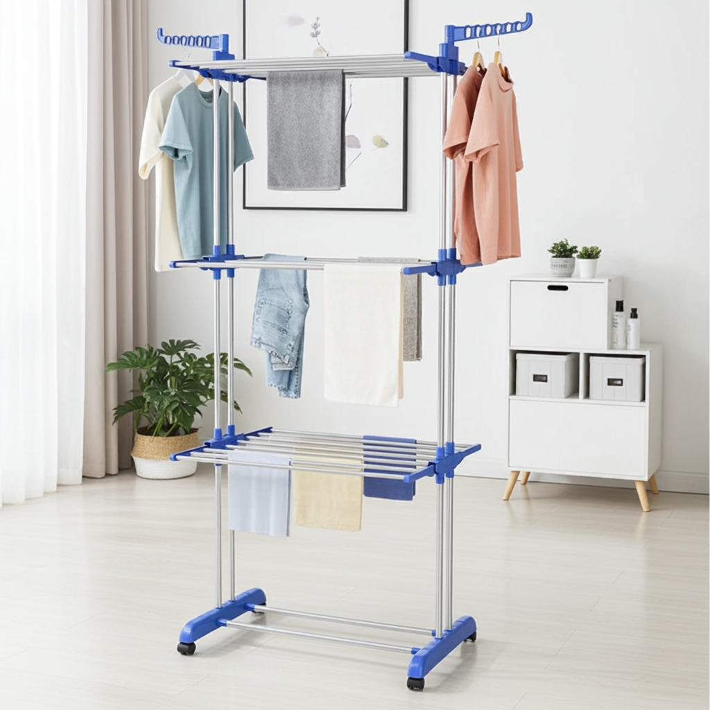 Uscator vertical, mobil si pliabil pentru rufe cu suport umerase, inaltime 173cm