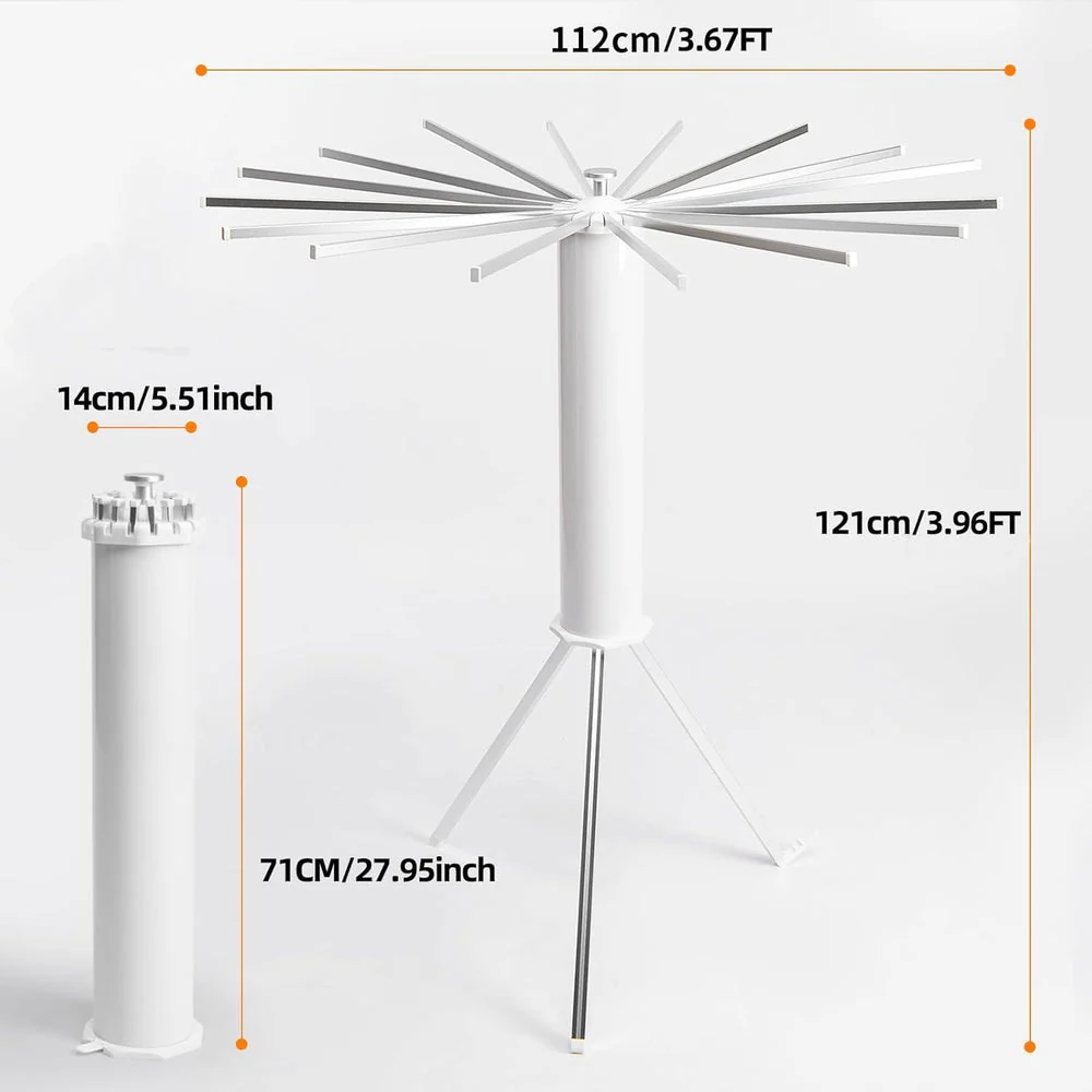 Uscător de Rufe tip Trepied, Pliabil și Compact, cu 16 Brațe Rotative, pentru Interior și Exterior, 125 cm
