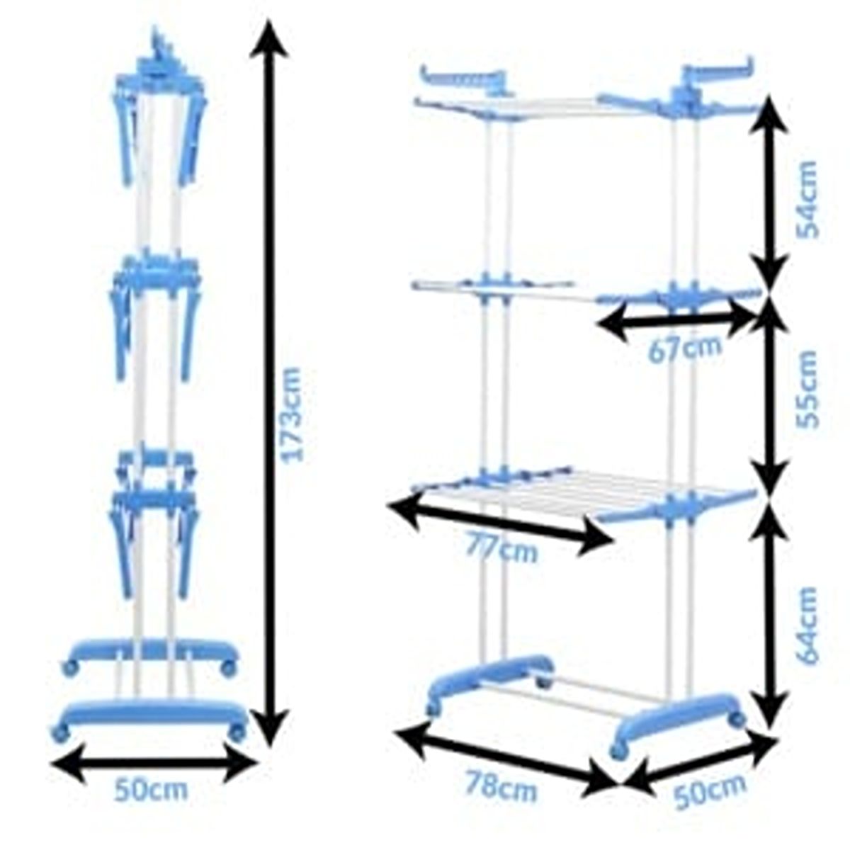 Uscator vertical, mobil si pliabil pentru rufe cu suport umerase, inaltime 173cm