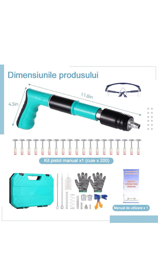 Pistol de cuie manual, 5 viteze, 50 cuie incluse