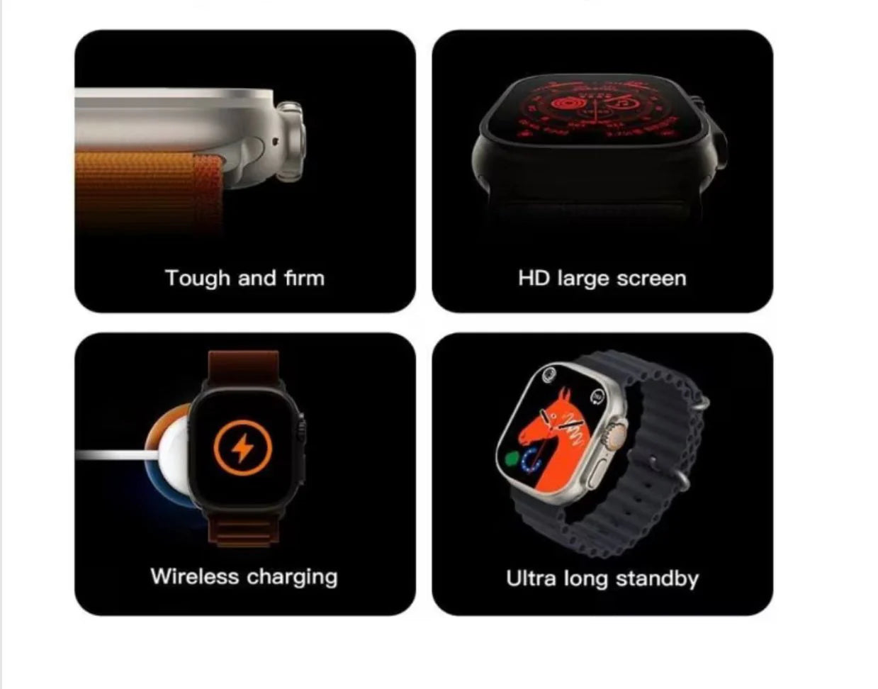 Ceas SmartWatch JRH™ Ultra Watch, 2.0" IPS FULL VIEW, Apel Bluetooth