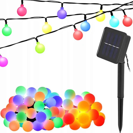 Ghirlanda Magica Luminoasa de exterior cu 50 LED-uri Multicolore, 8 functii si Panou Solar, lungime 6,7 m.