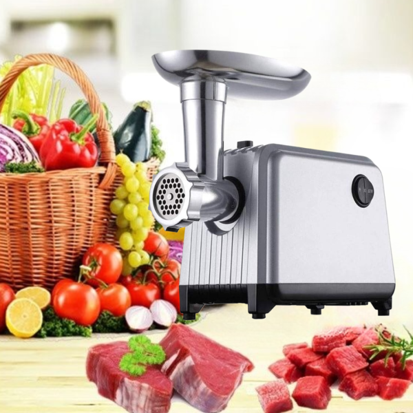 Mașină de tocat carne profesională MGD 2000W, 3 site inox, funcție reverse și accesorii incluse..