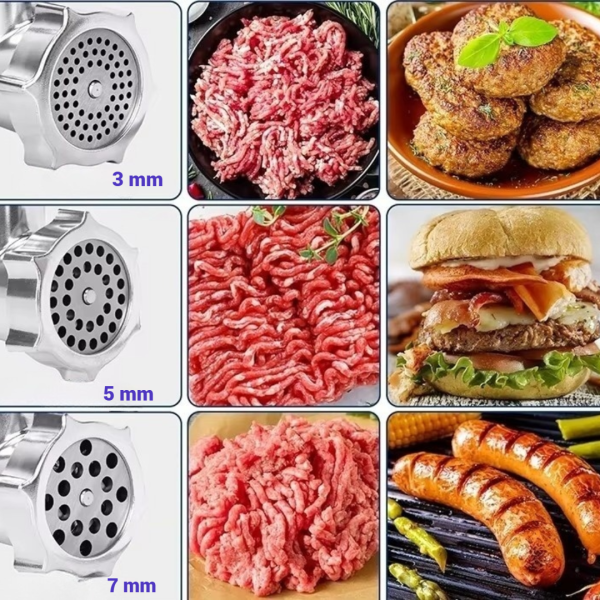 Mașină de tocat carne profesională MGD 2000W, 3 site inox, funcție reverse și accesorii incluse..