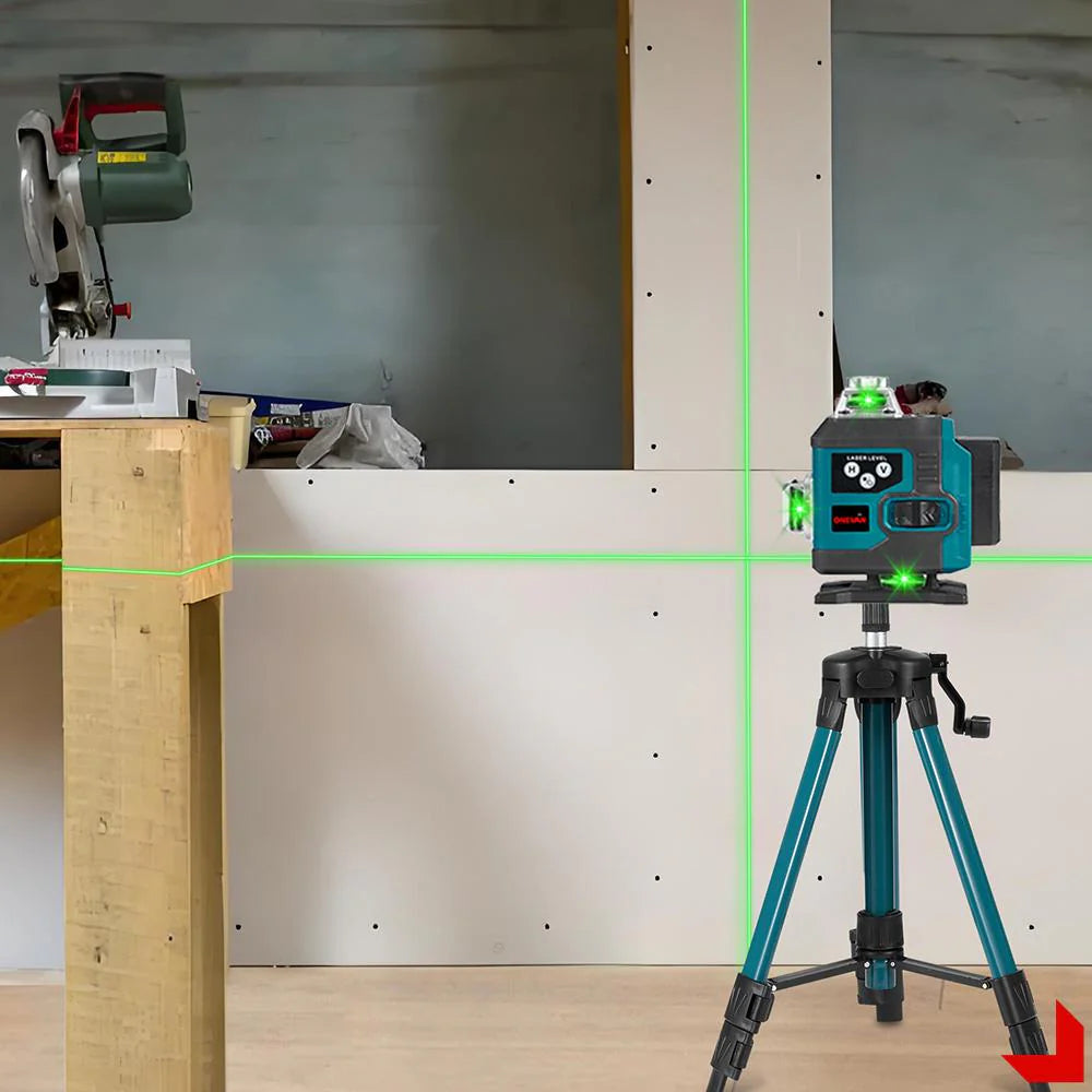 Nivela laser 4D cu 16 linii, autonivelare, telecomandă, lumina verde, platformă de ridicare, Trepied.