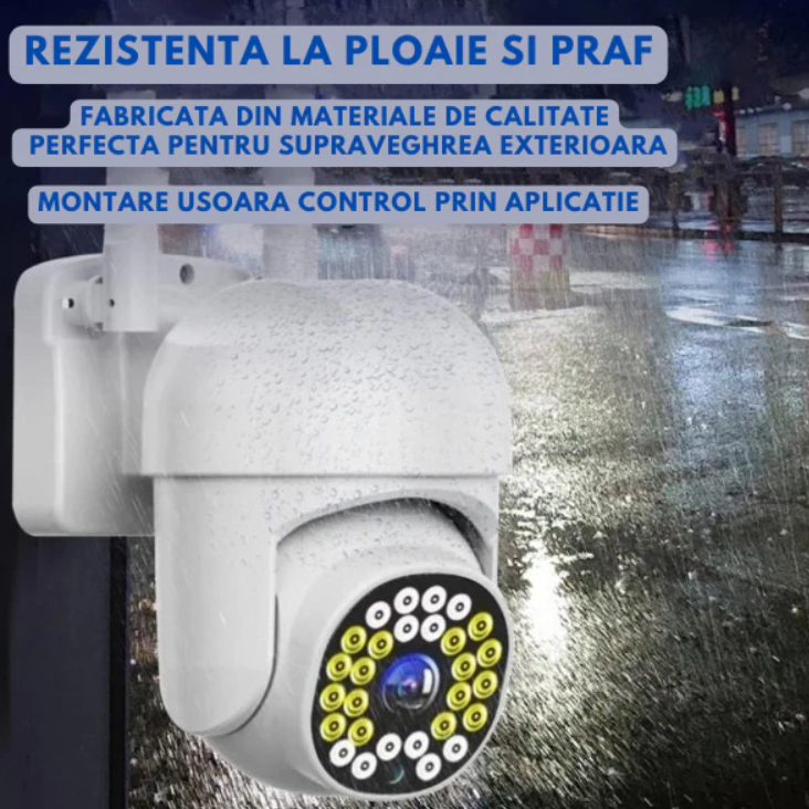 Pachet  x3 Camere Wifi de Exterior  + x3 Card 32 GB, Vizualizare Live pe Telefon, Night Vision, Senzor de Miscare.