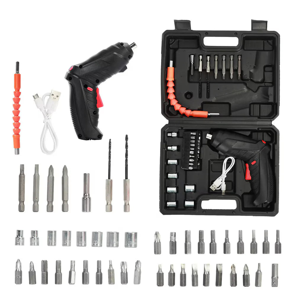 Set 48 Surubelnite Electrice Wireless, MorFansi, 3.6V/50W, Reincarcabile, Cu Cutie Depozitare Si Cablu De Incarcare USB, Negru