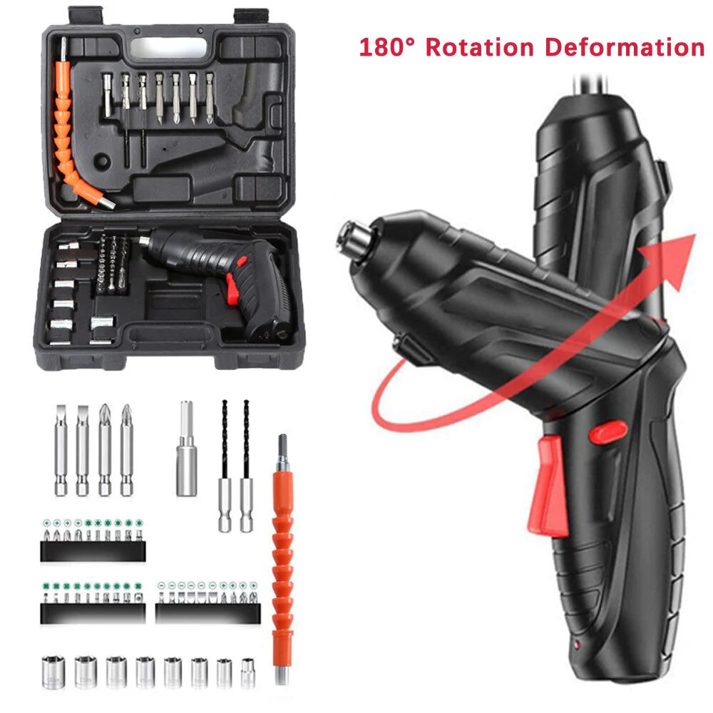 Set 48 Surubelnite Electrice Wireless, MorFansi, 3.6V/50W, Reincarcabile, Cu Cutie Depozitare Si Cablu De Incarcare USB, Negru