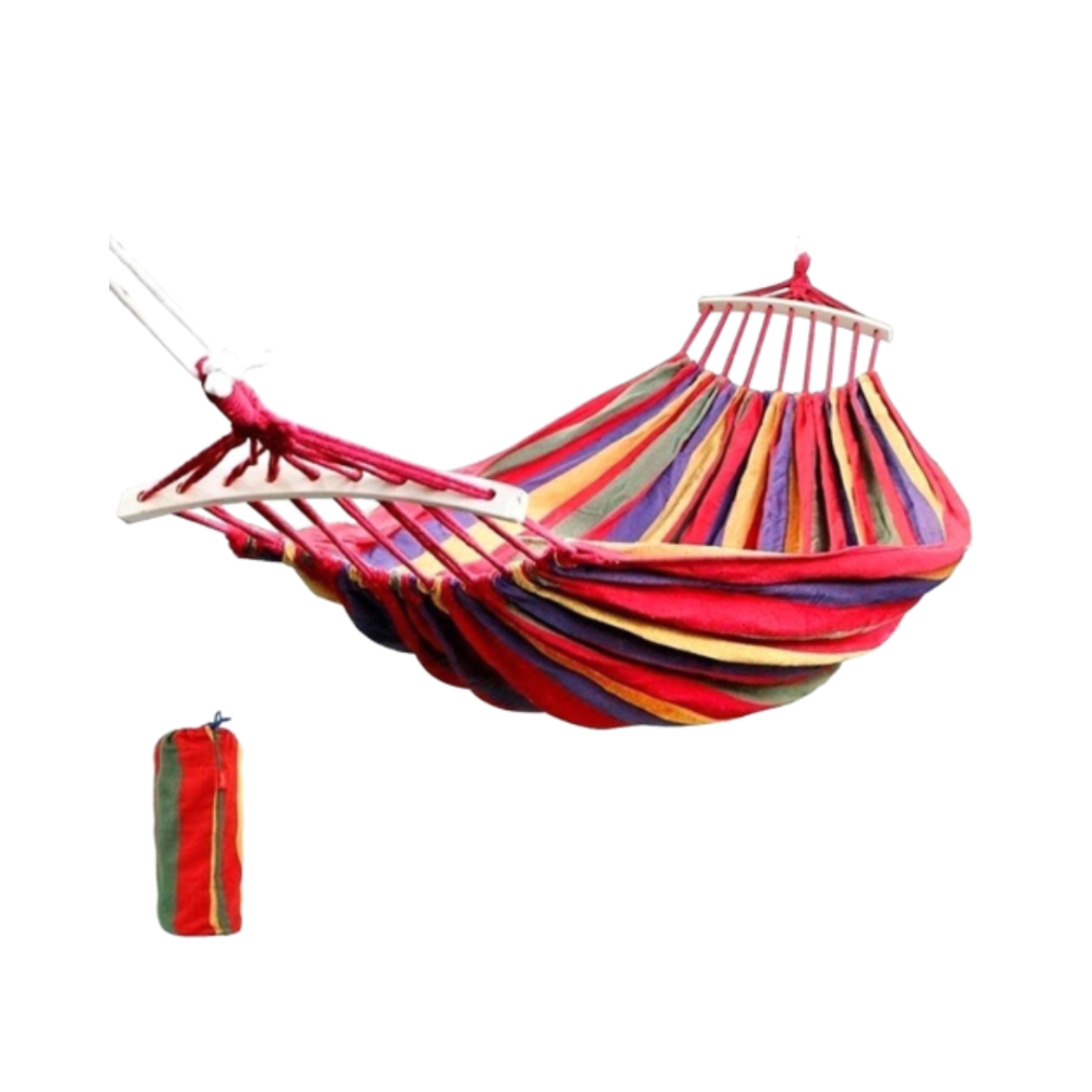 Hamac multicolor din bumbac cu husa de transport