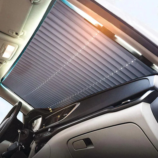 Parasolar Auto Retractabil Impotriva Razelor UV, Fixare Prin Ventuze, Pentru Parbriz Sau Luneta