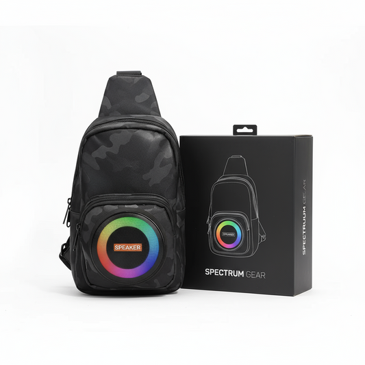 Rucsac cu boxa portabila, Bluetooth 5.0, lumini RGB, FM, TWS si power bank, 17 x 10.5 x 19.5 cm