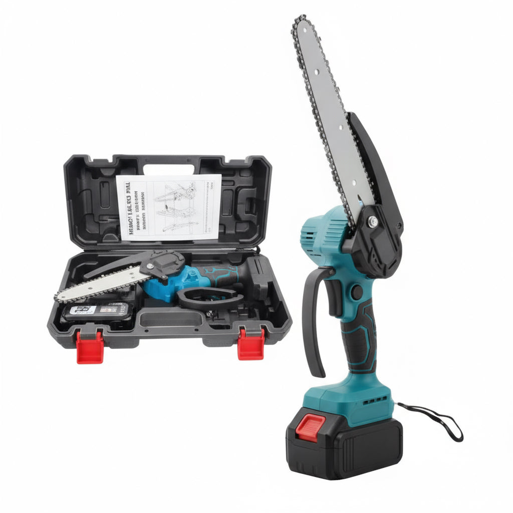 Mini fierastrau electric fara fir, cu lant 6 inch si 2 acumulatori 2000mah, 24V.