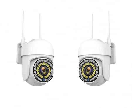 Pachet  2 Camere Wifi de Exterior , Vizualizare Live pe Telefon, Night Vision, Senzor de Miscare.