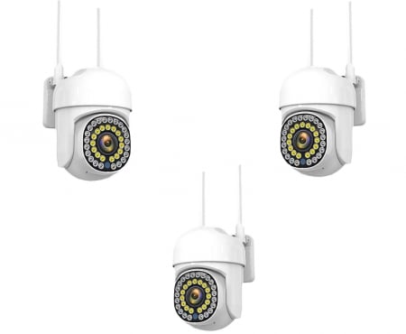 Pachet  3 Camere Wifi de Exterior  , Vizualizare Live pe Telefon, Night Vision, Senzor de Miscare.