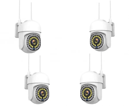 Pachet  4 Camere Wifi de Exterior  , Vizualizare Live pe Telefon, Night Vision, Senzor de Miscare.