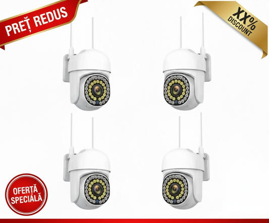Pachet  x4 Camere Wifi de Exterior  , Vizualizare Live pe Telefon, Night Vision, Senzor de Miscare