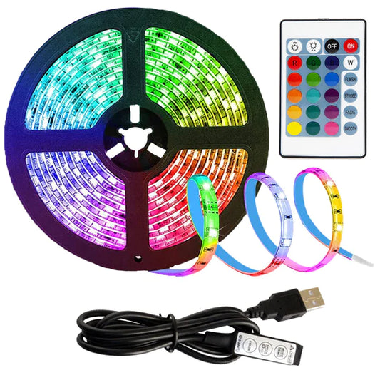 Kit Banda Led RGB 5050 cu USB JRH- Lungime 5M, 155 LED-uri,Telecomanda, pentru TV, PC, Auto, IP65,